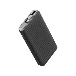 Power Bank 10000Mah Retractable Cable Powerology - Black